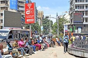 A free public Wi-Fi spot located outside the Kenya National Archives. 